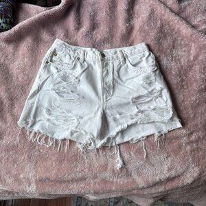 Free People Women's White Jean Shorts